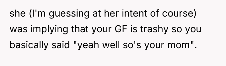 she (I'm guessing at her intent of course) was implying...