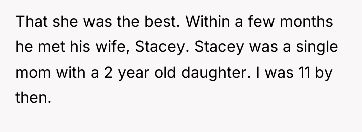 That she was the best. Within a few months he...