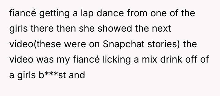 fiancé getting a lap dance from one of the girls...