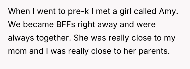 When I went to pre-k I met a girl called...