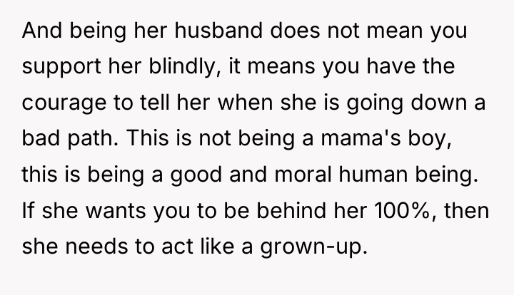 And being her husband does not mean you support her...