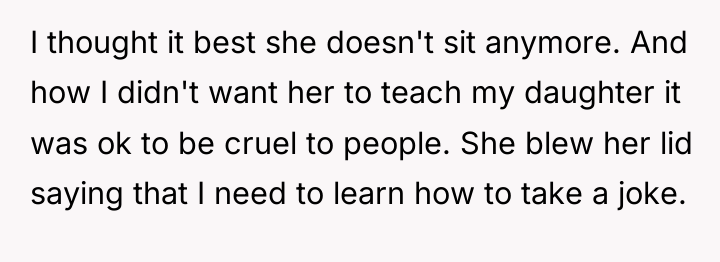 I thought it best she doesn't sit anymore. And how...
