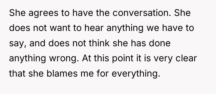 She agrees to have the conversation. She does not want...