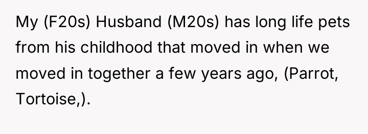 My (F20s) Husband (M20s) has long life pets from his...