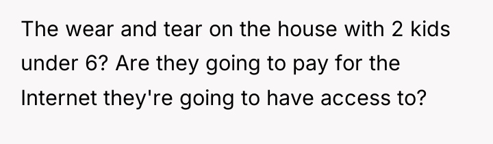 The wear and tear on the house with 2 kids...