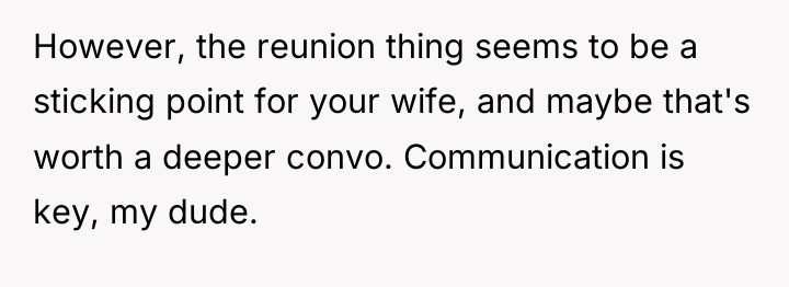However, the reunion thing seems to be a sticking point...