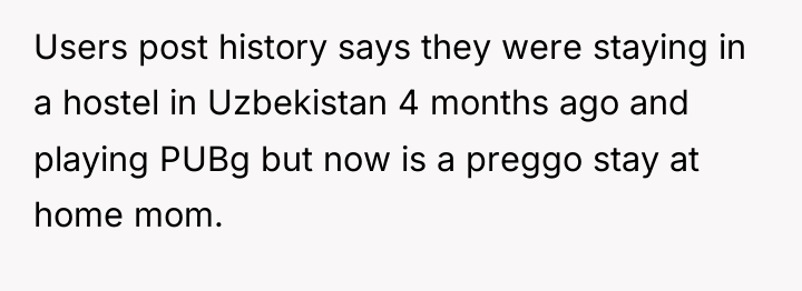 Users post history says they were staying in a hostel...