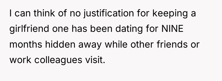 I can think of no justification for keeping a girlfriend...