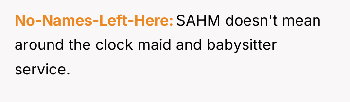 No-Names-Left-Here SAHM doesn't mean around the clock maid and babysitter...