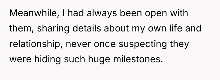 Meanwhile, I had always been open with them, sharing details...