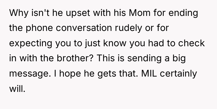 Why isn't he upset with his Mom for ending the...