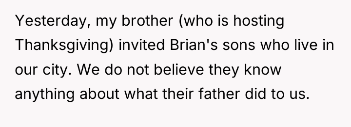 Yesterday, my brother (who is hosting Thanksgiving) invited Brian's sons...