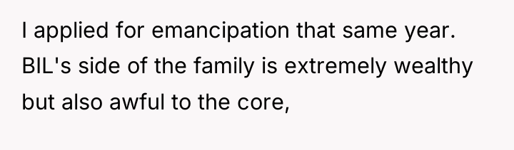 I applied for emancipation that same year. BIL's side of...