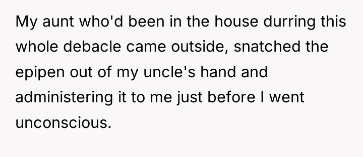 My aunt who'd been in the house durring this whole...