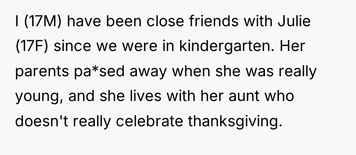 I (17M) have been close friends with Julie (17F) since...