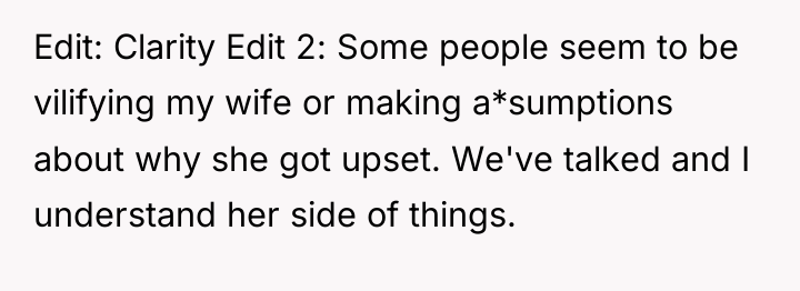 Edit: Clarity Edit 2: Some people seem to be vilifying...