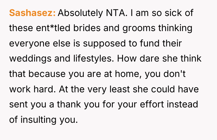 Sashasez Absolutely NTA. I am so sick of these ent*tled...