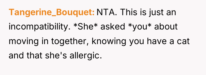 Tangerine_Bouquet NTA. This is just an incompatibility. *She* asked *you*...
