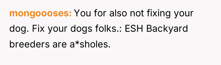 mongoooses You for also not fixing your dog. Fix your...