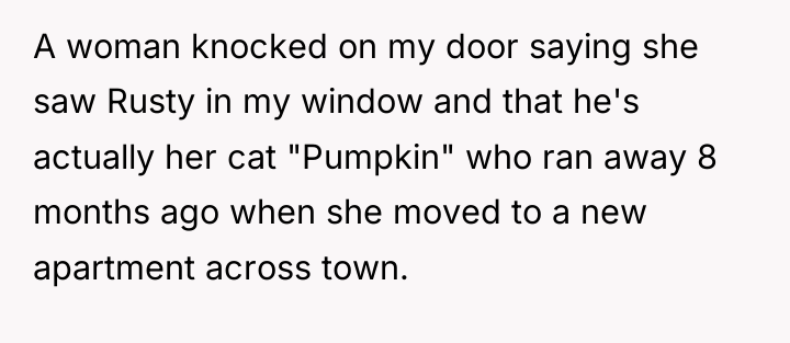 A woman knocked on my door saying she saw Rusty...