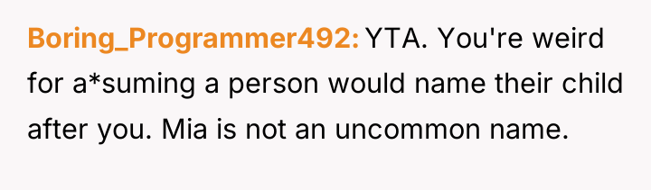 Boring_Programmer492 YTA. You're weird for a*suming a person would name...