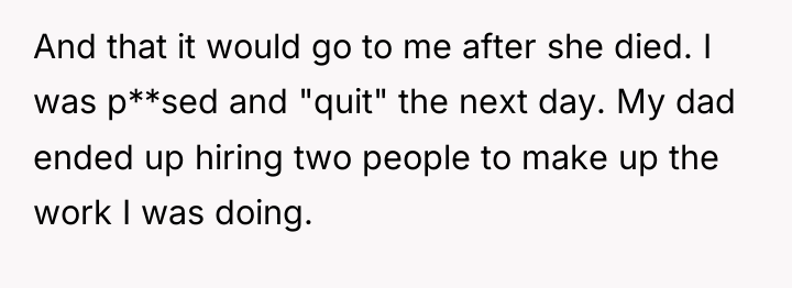 And that it would go to me after she died....