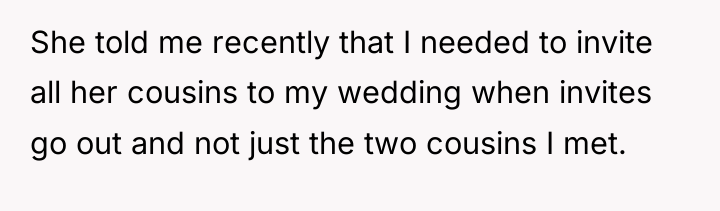 She told me recently that I needed to invite all...