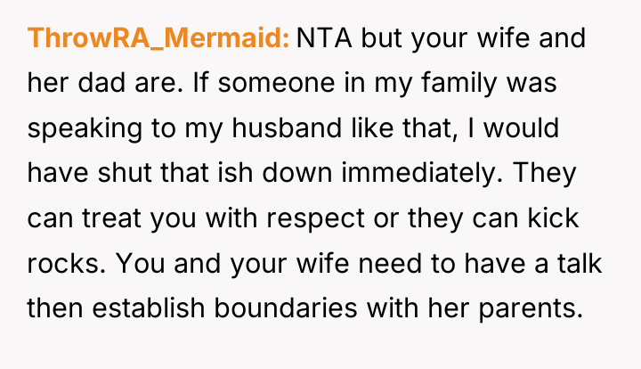 ThrowRA_Mermaid NTA but your wife and her dad are. If...