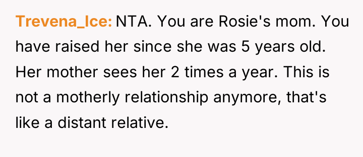 Trevena_Ice NTA. You are Rosie's mom. You have raised her...