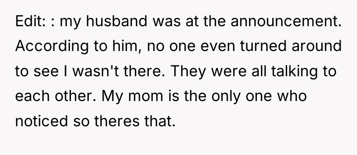 Edit: : my husband was at the announcement. According to...