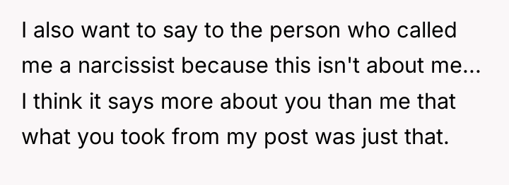 I also want to say to the person who called...