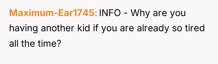 Maximum-Ear1745 INFO - Why are you having another kid if...