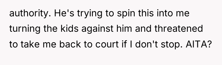 authority. He's trying to spin this into me turning the...