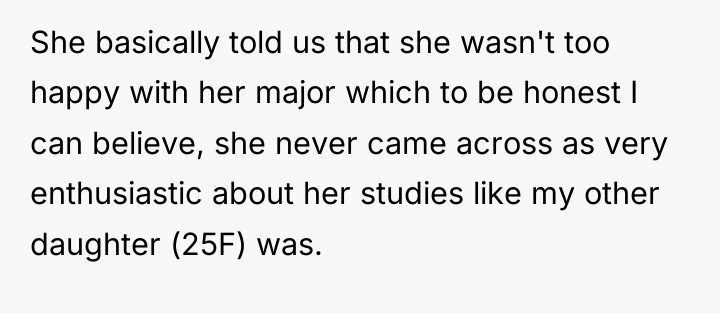 She basically told us that she wasn't too happy with...