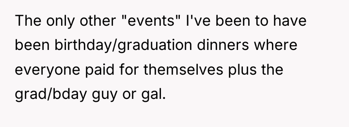 The only other "events" I've been to have been birthday/graduation...