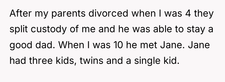 After my parents divorced when I was 4 they split...