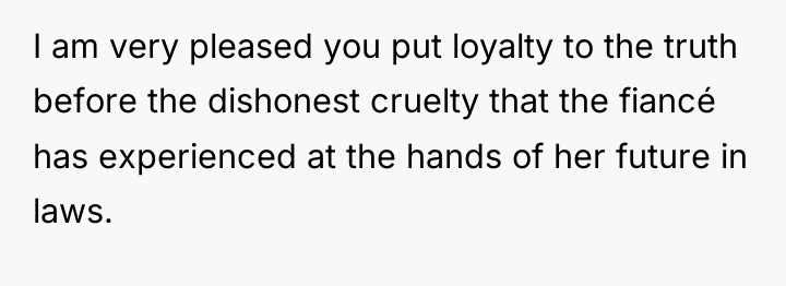 I am very pleased you put loyalty to the truth...