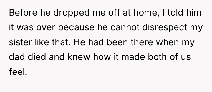 Before he dropped me off at home, I told him...