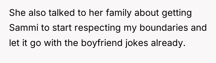She also talked to her family about getting Sammi to...