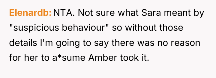 Elenardb NTA. Not sure what Sara meant by "suspicious behaviour"...