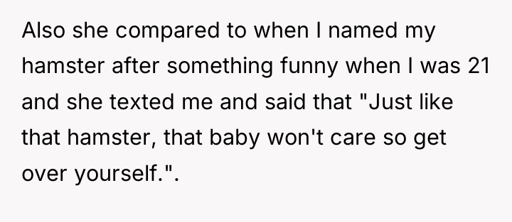 Also she compared to when I named my hamster after...
