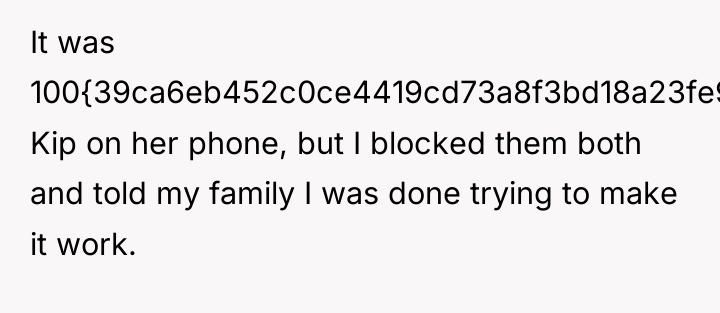 It was 100{39ca6eb452c0ce4419cd73a8f3bd18a23fe95ab4febb092bc2ab1b542eeea82f} Kip on her phone, but I blocked...