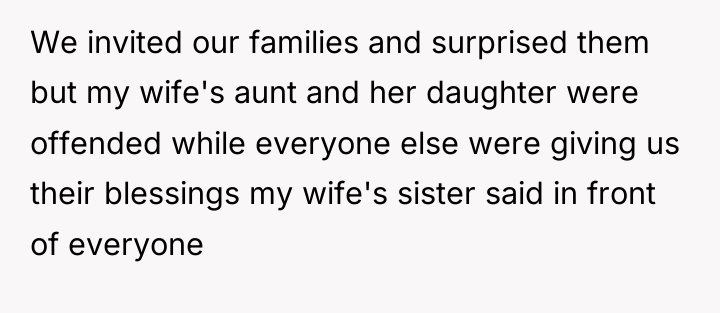 We invited our families and surprised them but my wife's...