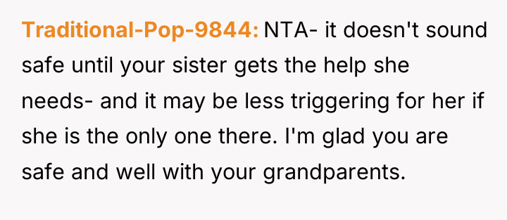 Traditional-Pop-9844 NTA- it doesn't sound safe until your sister gets...