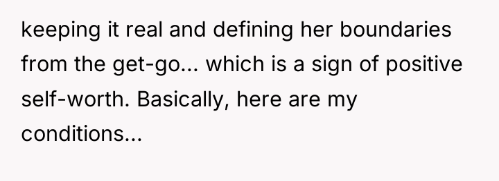 keeping it real and defining her boundaries from the get-go......
