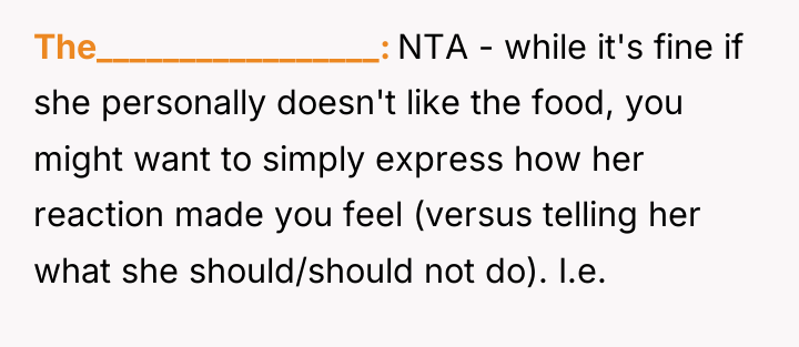 The_________________ NTA - while it's fine if she personally doesn't...
