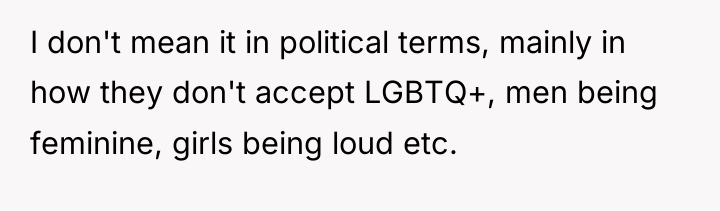 I don't mean it in political terms, mainly in how...