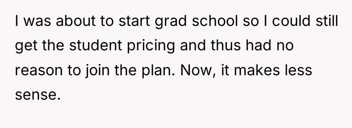 I was about to start grad school so I could...