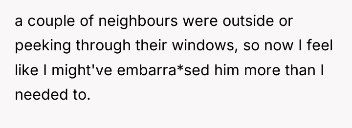 a couple of neighbours were outside or peeking through their...