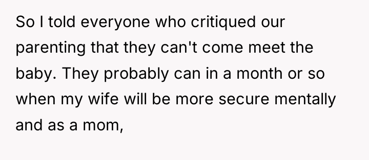 So I told everyone who critiqued our parenting that they...